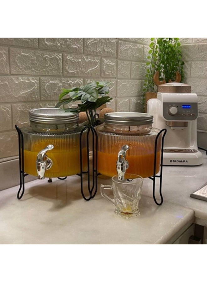 موزع مياه باردة زجاجي سعة 2500 مل، موزع مشروبات، إبريق زجاجي مع صنبور، موزع مشروبات، إبريق زجاجي - Image 2